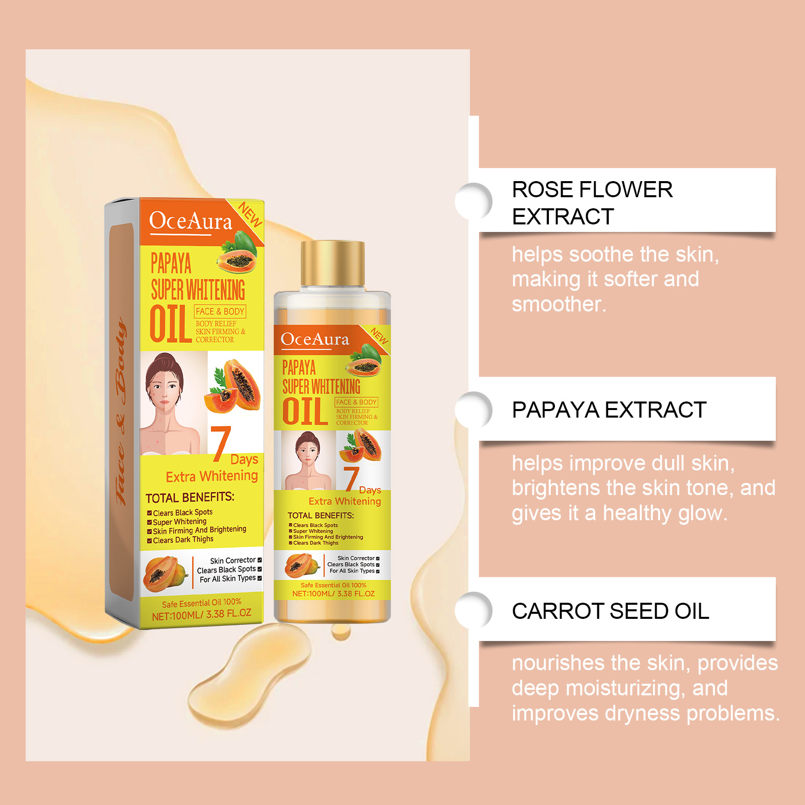Body Whitening Oil 100ml Natur - Substrate Coconut Fiber recensione e prezzo