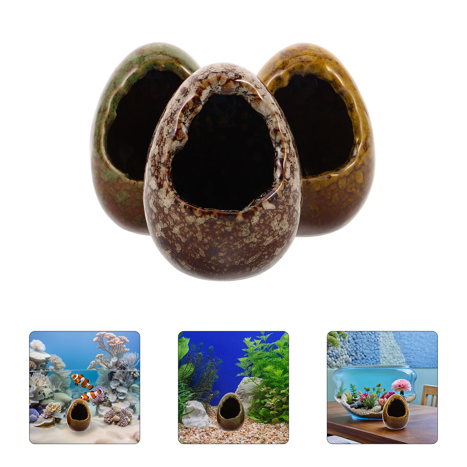 3 Pcs Fish Shelter Aquarium Hi - Hide Cave Ceramic recensione e prezzo