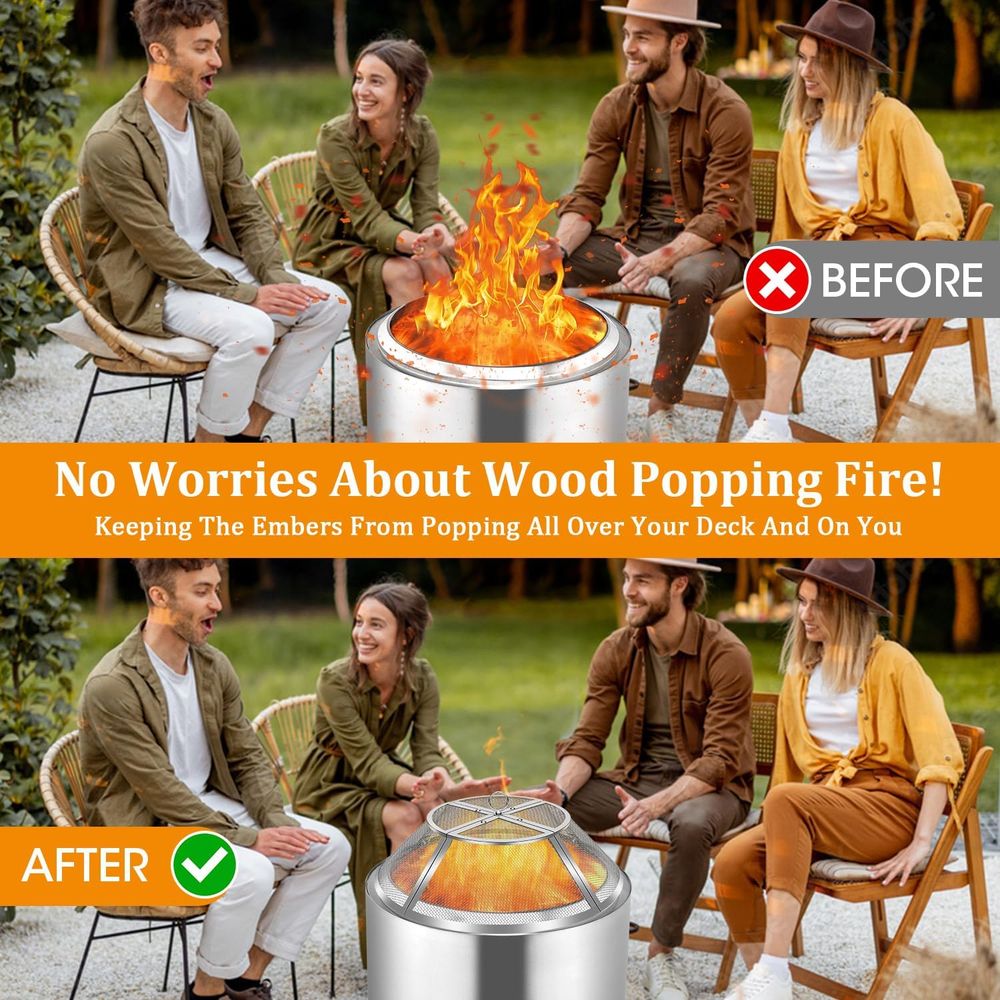 19.5 Stainless Steel Fire Pit  - Screen Top Mesh recensione e prezzo